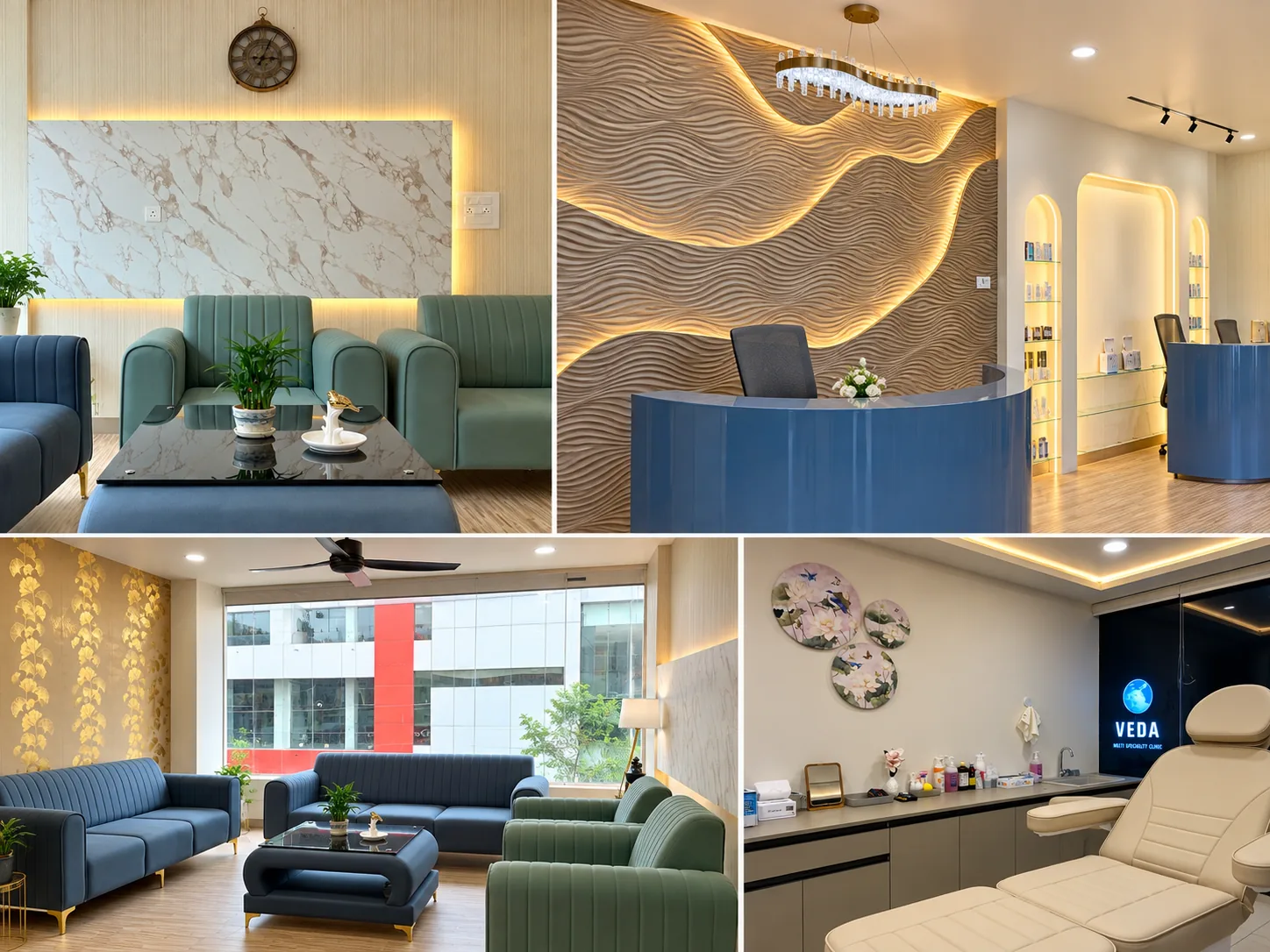 Interior views of Derma Luxe Skin Studio in Davangere